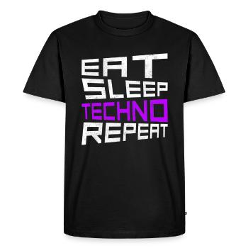 manger du sommeil techno répéter - T-shirt Premium bio Homme - noir - Devant - Nico (187cm)