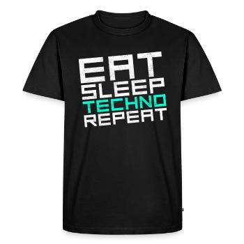 manger du sommeil techno répéter - T-shirt Premium bio Homme - noir - Devant - Nico (187cm)