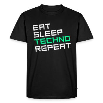 manger du sommeil techno répéter - T-shirt Premium bio Homme - noir - Devant - Nico (187cm)
