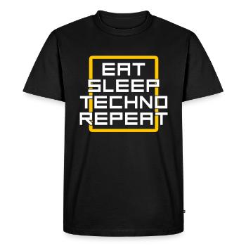 manger du sommeil techno répéter - T-shirt Premium bio Homme - noir - Devant - Nico (187cm)