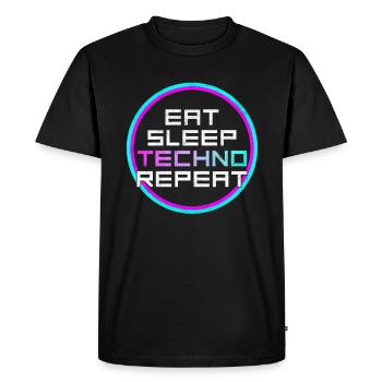 manger du sommeil techno répéter - T-shirt Premium bio Homme - noir - Devant - Nico (187cm)
