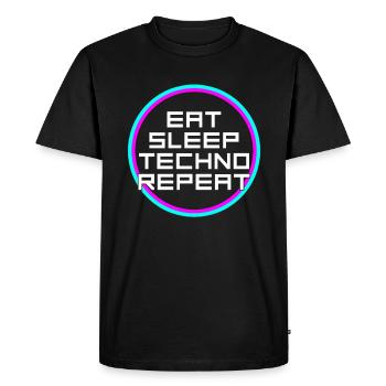 manger du sommeil techno répéter - T-shirt Premium bio Homme - noir - Devant - Nico (187cm)