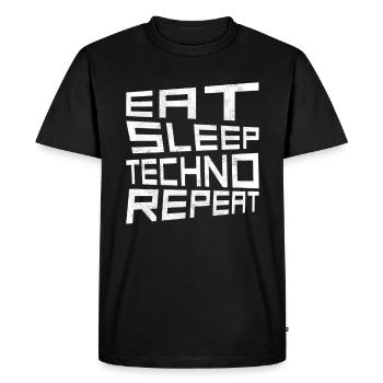 manger du sommeil techno répéter - T-shirt Premium bio Homme - noir - Devant - Nico (187cm)