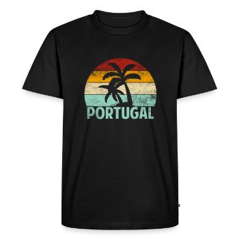 Portugal Souvenir Palmiers Été Soleil Mer Plage - T-shirt Premium bio Homme - noir - Devant - Nico (187cm)