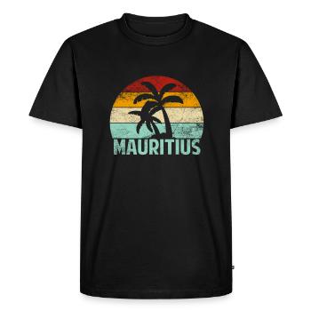 Ile Maurice Souvenir Palmiers Été Soleil Mer Plage - T-shirt Premium bio Homme - noir - Devant - Nico (187cm)