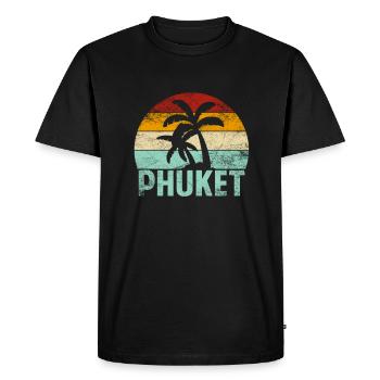 Phuket Souvenir Palm Trees Summer Sun Sea Beach - Men's Premium Organic T-Shirt - black - Front - Nico (187cm)