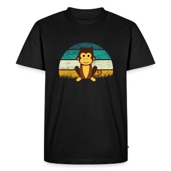 Monkey Retro - Men's Premium Organic T-Shirt - black - Front - Nico (187cm)