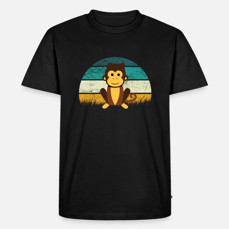 Affe Retro - Männer Premium Bio T-Shirt - Schwarz