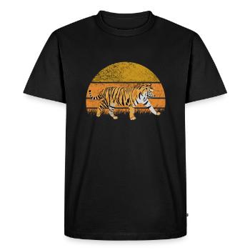 Tiger Retro Vintage Big Cat - T-shirt Premium bio Homme - noir - Devant - Nico (187cm)