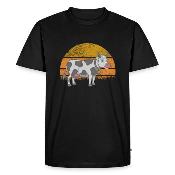 Vache Vaches Bovins Veau Veau Taureaux Rétro Vintage - T-shirt Premium bio Homme - noir - Devant - Nico (187cm)