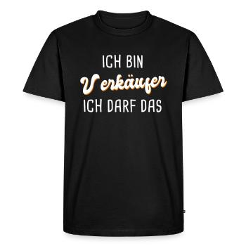 Verkäufer - Männer Premium Bio T-Shirt - Schwarz - Vorne - Nico (187cm)