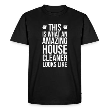 Nettoyeur Femme de ménage Nettoyeur Aide domestique - T-shirt Premium bio Homme - noir - Devant - Nico (187cm)