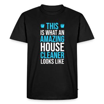 Cleaner Cleaning lady Cleaner Domestic help - Men's Premium Organic T-Shirt - black - Front - Nico (187cm)