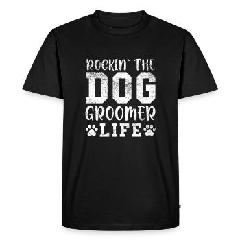 Garde-chien Toiletteur pour chiens - T-shirt Premium bio Homme - noir - Devant - Nico (187cm)