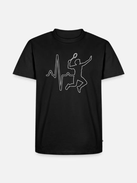 Badminton Heartbeat - T-shirt Premium bio Homme - noir