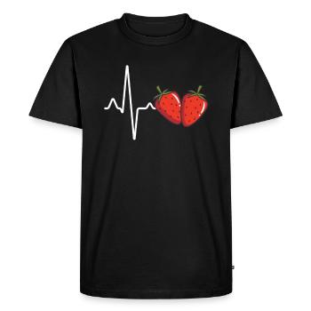 Battement de cœur à la fraise - T-shirt Premium bio Homme - noir - Devant - Nico (187cm)