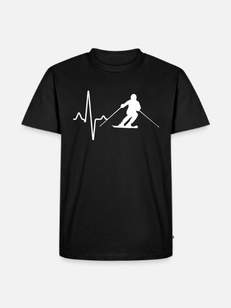 Ski Herzschlag - Männer Premium Bio T-Shirt - Schwarz