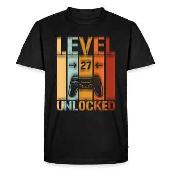 27e anniversaire Niveau 27 débloqué - T-shirt Premium bio Homme - noir - Devant - Nico (187cm)
