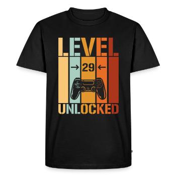 29e anniversaire Niveau 29 débloqué - T-shirt Premium bio Homme - noir - Devant - Nico (187cm)