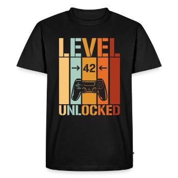 42nd Birthday Level 42 unlocked - Men's Premium Organic T-Shirt - black - Front - Nico (187cm)