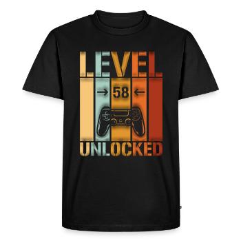 58th Birthday Level 58 unlocked - Men's Premium Organic T-Shirt - black - Front - Nico (187cm)