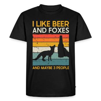 Beer And Foxes And Maybe Three People - Men's Premium Organic T-Shirt - black - Front - Nico (187cm)