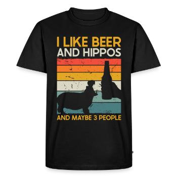 I Like Beer and Hippos And Maybe Like 3 People - Men's Premium Organic T-Shirt - black - Front - Nico (187cm)