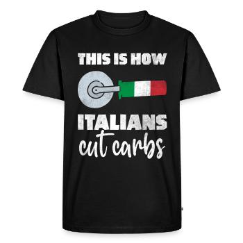 Voici comment les Italiens coupent les glucides Fun Pizza Cutter - T-shirt Premium bio Homme - noir - Devant - Nico (187cm)