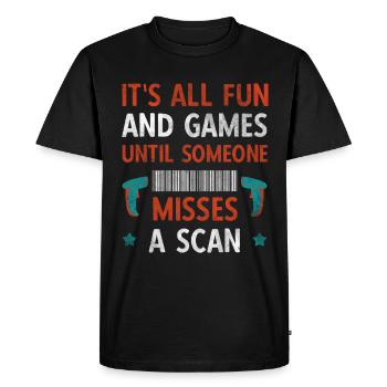 Du plaisir et des jeux jusqu’à ce que quelqu’un manque un scan - T-shirt Premium bio Homme - noir - Devant - Nico (187cm)