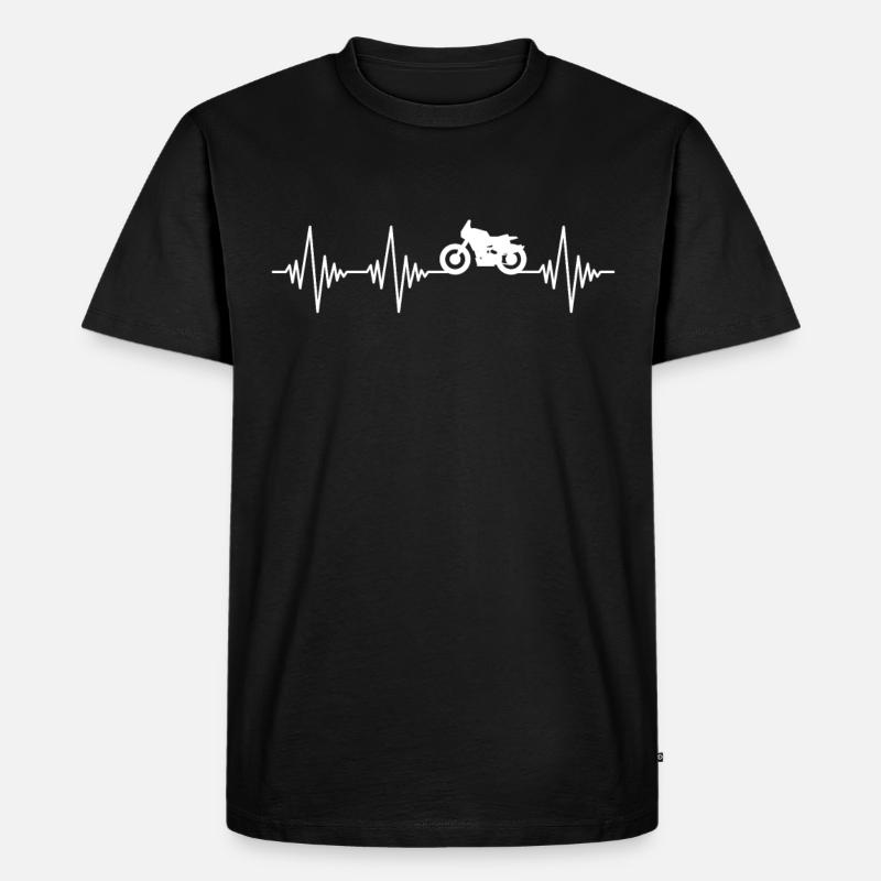 Motorrad Herzschlag - Männer Premium Bio T-Shirt - Schwarz