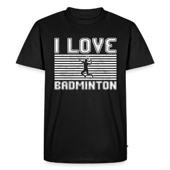 J’adore le badminton - T-shirt Premium bio Homme - noir - Devant - Nico (187cm)