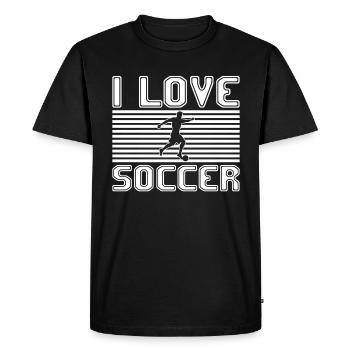 J’adore le football - T-shirt Premium bio Homme - noir - Devant - Nico (187cm)