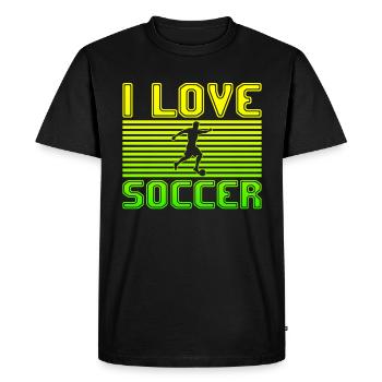 J’adore le football - T-shirt Premium bio Homme - noir - Devant - Nico (187cm)