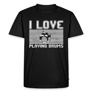 I love playing drums - Men's Premium Organic T-Shirt - black - Front - Nico (187cm)