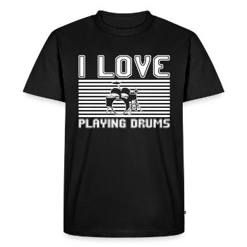 I love playing drums - Men's Premium Organic T-Shirt - black - Front - Nico (187cm)