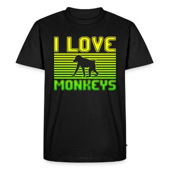 I love monkeys - Men's Premium Organic T-Shirt - black - Front - Nico (187cm)