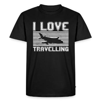J’adore voyager - T-shirt Premium bio Homme - noir - Devant - Nico (187cm)