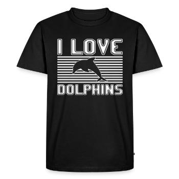 I love dolphins - Men's Premium Organic T-Shirt - black - Front - Nico (187cm)