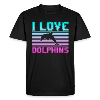 I love dolphins - Men's Premium Organic T-Shirt - black - Front - Nico (187cm)