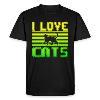 I love cats - Men's Premium Organic T-Shirt - black - Front - Nico (187cm)