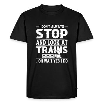 Train driver Train Locomotive Railway Trains Gift - Men's Premium Organic T-Shirt - black - Front - Nico (187cm)
