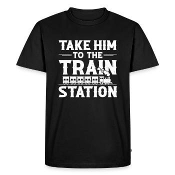 Train driver Train Locomotive Railway Trains Gift - Men's Premium Organic T-Shirt - black - Front - Nico (187cm)