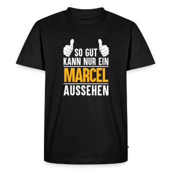 Marcel Vorname Name Geschenk - Männer Premium Bio T-Shirt - Schwarz - Vorne - Nico (187cm)