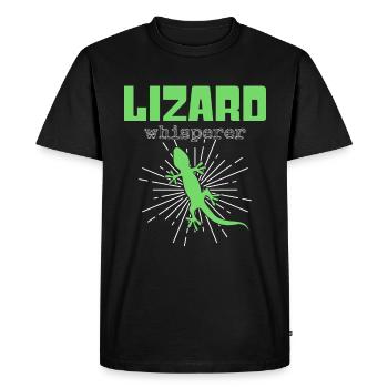 Lézard Chuchoteur - T-shirt Premium bio Homme - noir - Devant - Nico (187cm)
