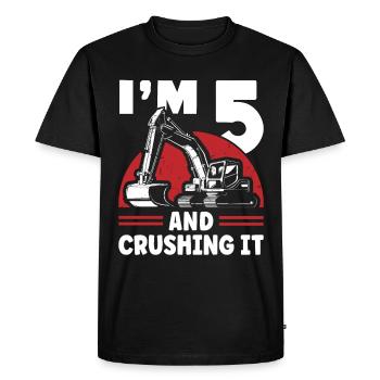Five years old excavator children - Men's Premium Organic T-Shirt - black - Front - Nico (187cm)