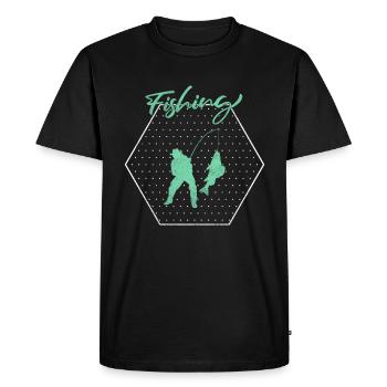 Angling - Men's Premium Organic T-Shirt - black - Front - Nico (187cm)