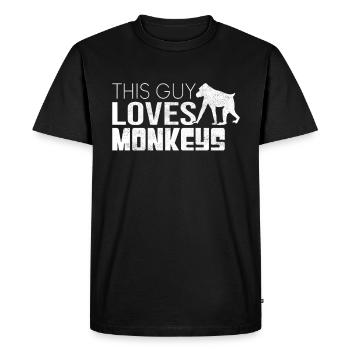 This guy loves monkeys - Men's Premium Organic T-Shirt - black - Front - Nico (187cm)