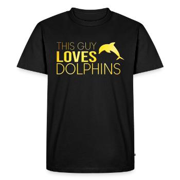 This guy loves dolphins - Men's Premium Organic T-Shirt - black - Front - Nico (187cm)