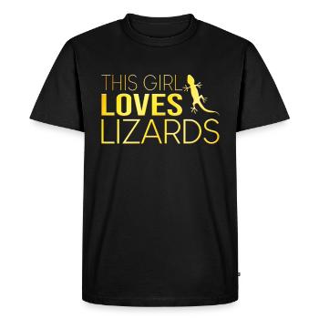 Cette fille aime les lézards - T-shirt Premium bio Homme - noir - Devant - Nico (187cm)