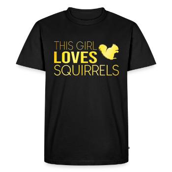 Cette fille aime les écureuils - T-shirt Premium bio Homme - noir - Devant - Nico (187cm)